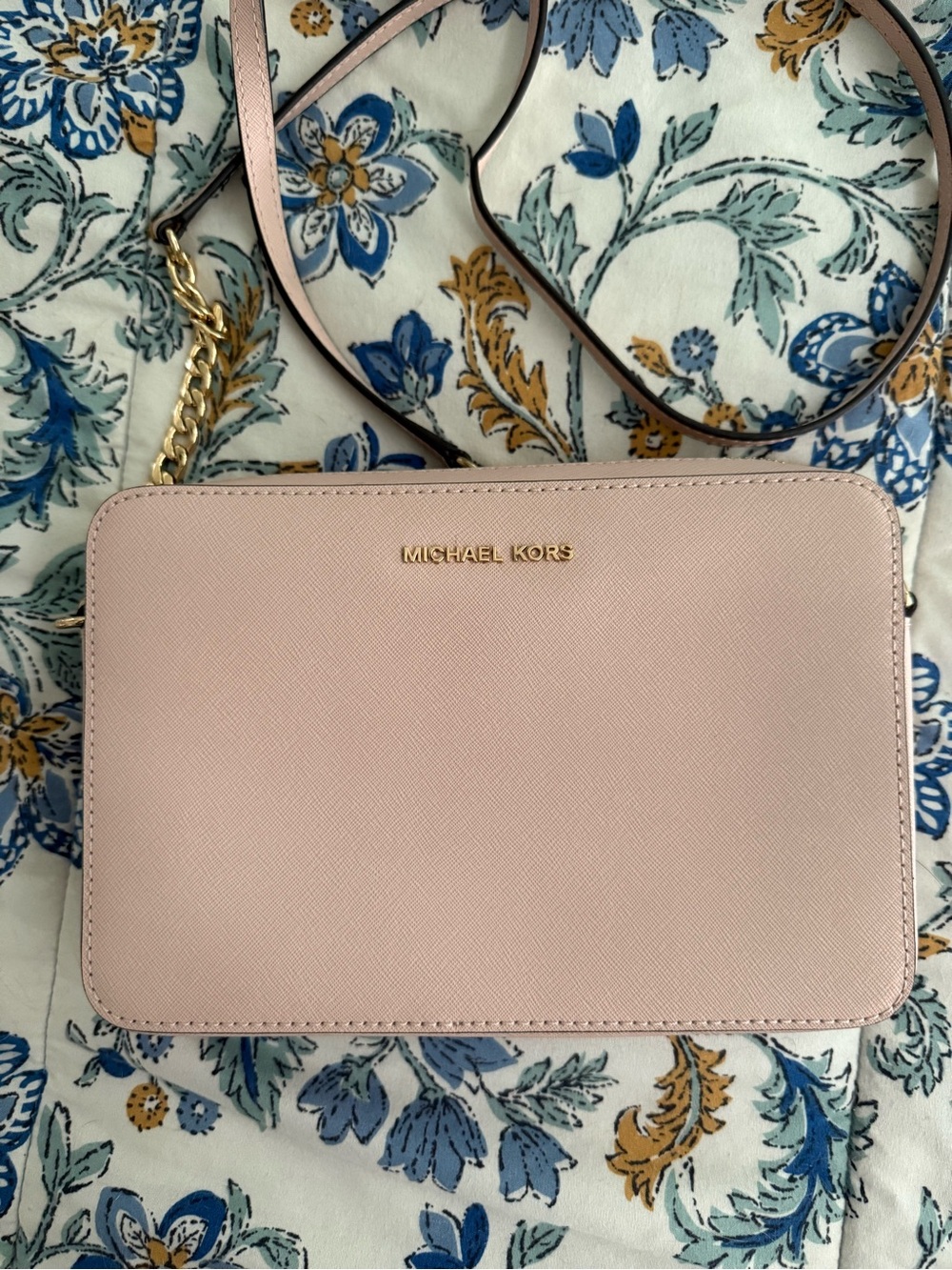 Michael Kors Blush Pink Saffiano Crossbody Bag with Gold Hardware